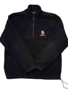 Walt Disney World Black Fleece Pullover 1/4 Zip Holiday Mickey Mouse Adult Large